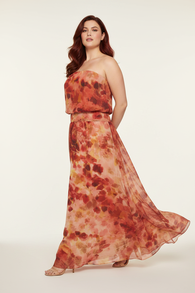 vestido Fiorella Strapless diseño floral primavera verano fiestas bodas recepción graduación The Gia Street elegante romántico sensual  