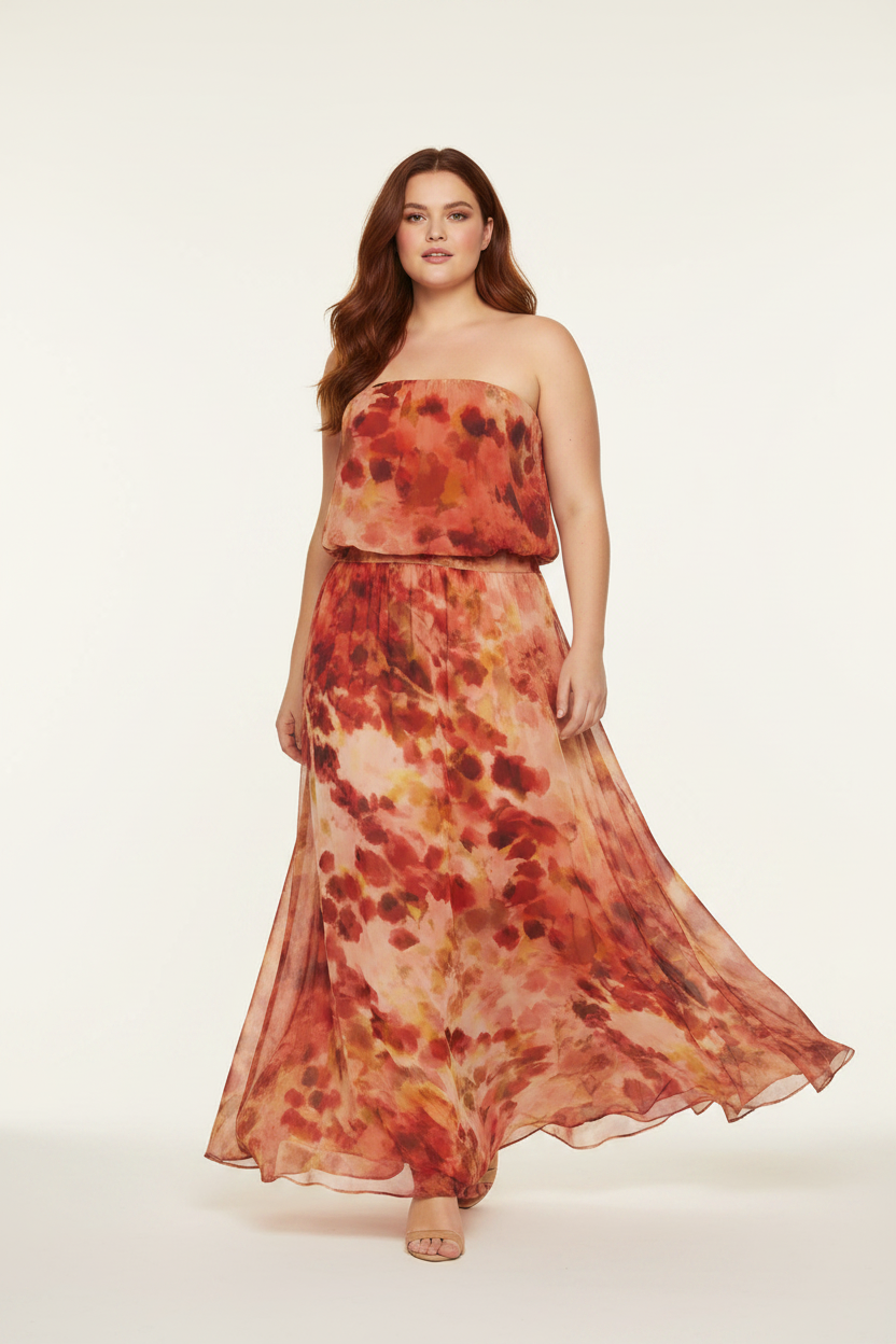 vestido Fiorella Strapless diseño floral primavera verano fiestas bodas recepción graduación The Gia Street elegante romántico sensual  
