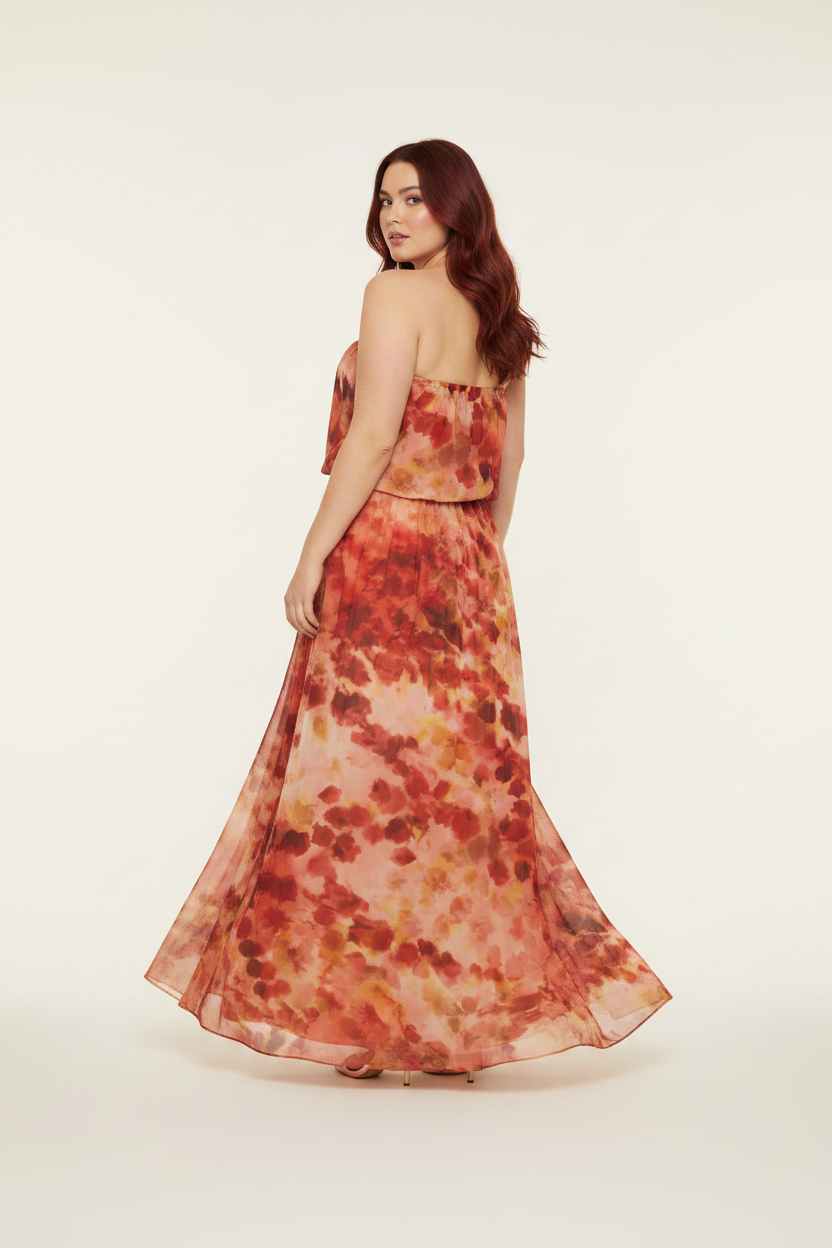 vestido Fiorella Strapless diseño floral primavera verano fiestas bodas recepción graduación The Gia Street elegante romántico sensual  