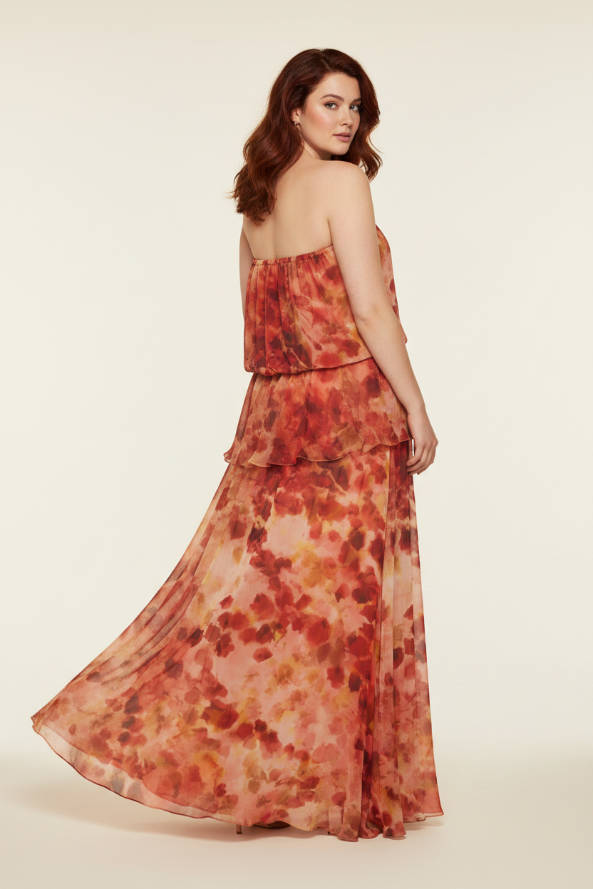 vestido Fiorella diseño floral invitada bodas strapless primavera verano