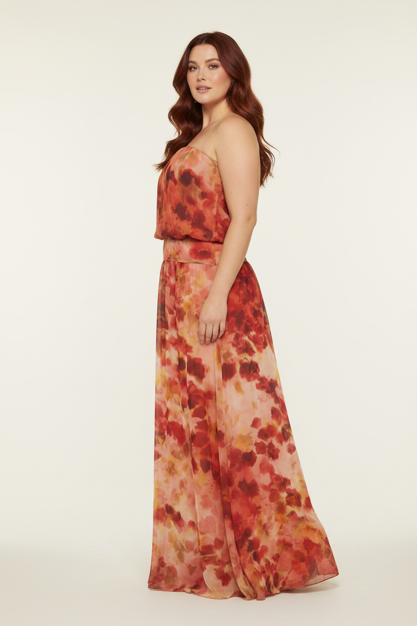 vestido Fiorella Strapless diseño floral primavera verano fiestas bodas recepción graduación The Gia Street elegante romántico sensual  