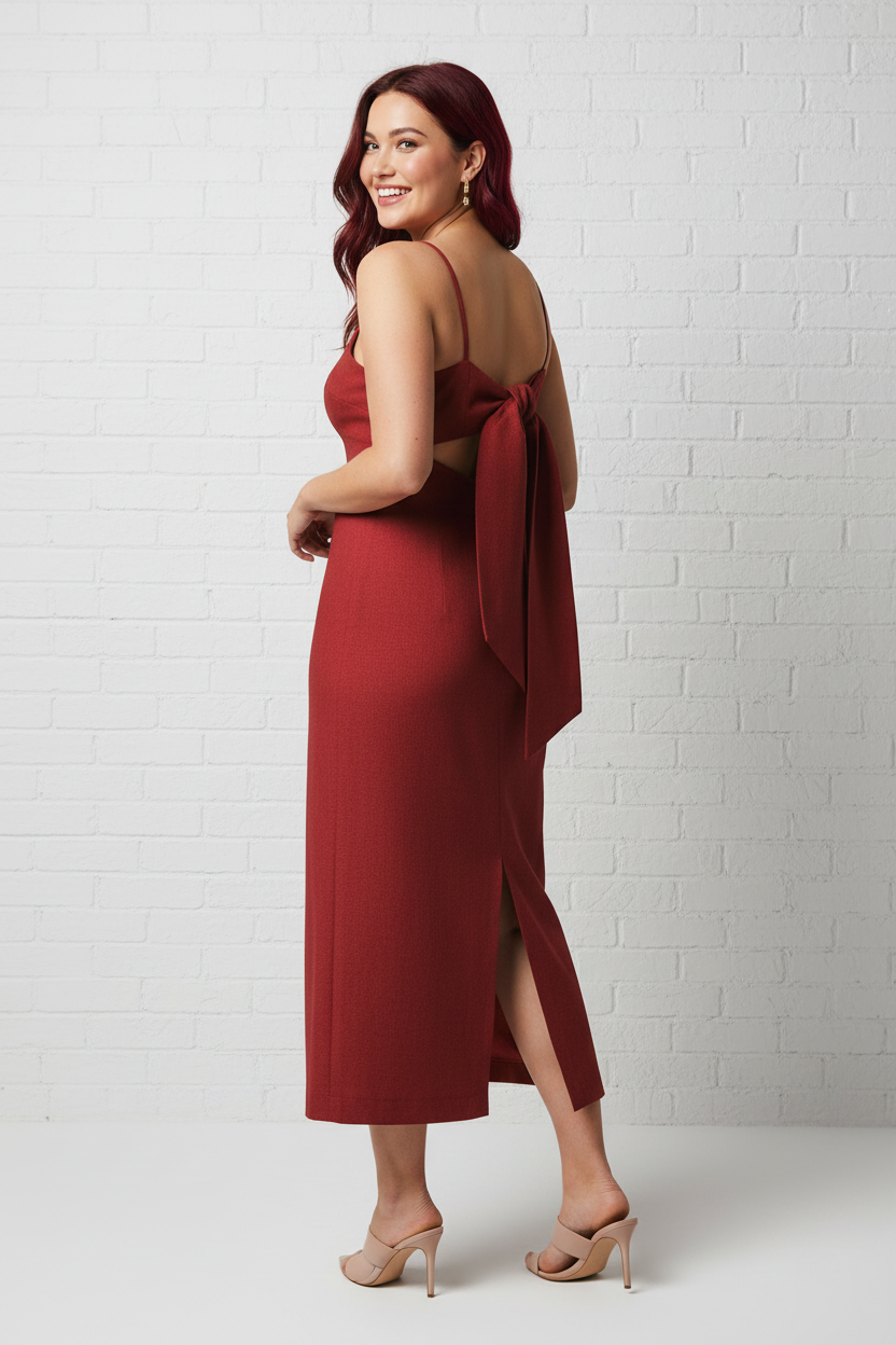 Gia — Vestido Rojo Lazo Espalda lino primavera verano 