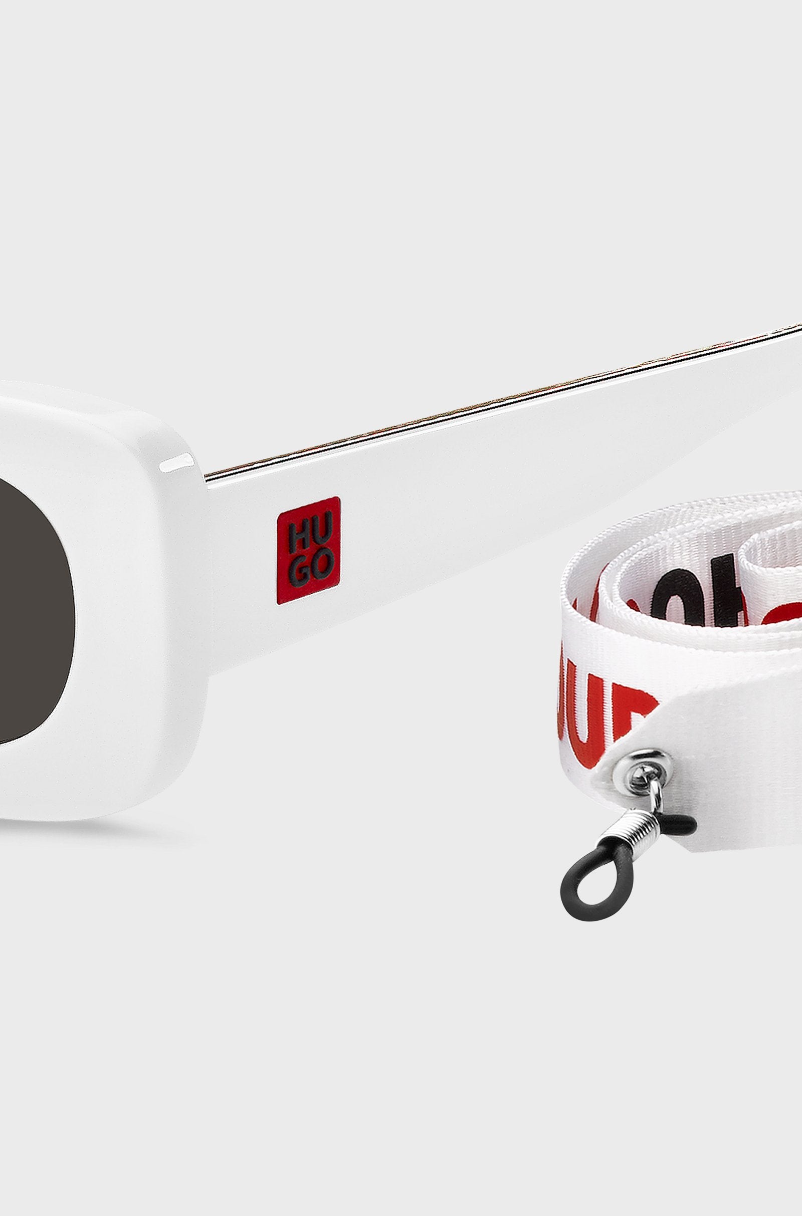 Gafas de Sol Acetato Blanco con Correa Desmontable y Eslóganes