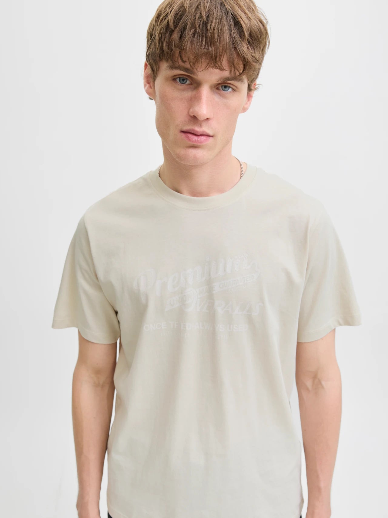 Camiseta Estampada Jack and Jones Beige Almond Milk
