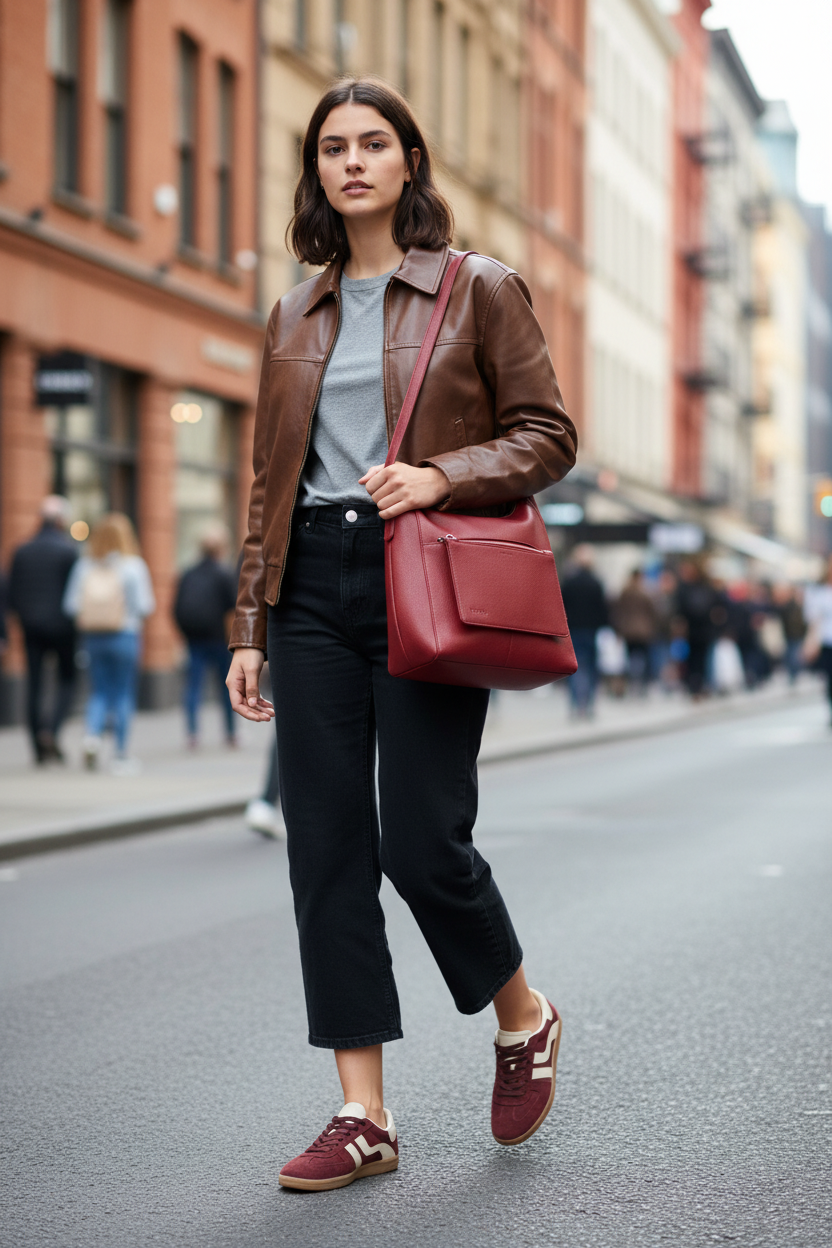 Lookbook zapatillas burdeos outfit