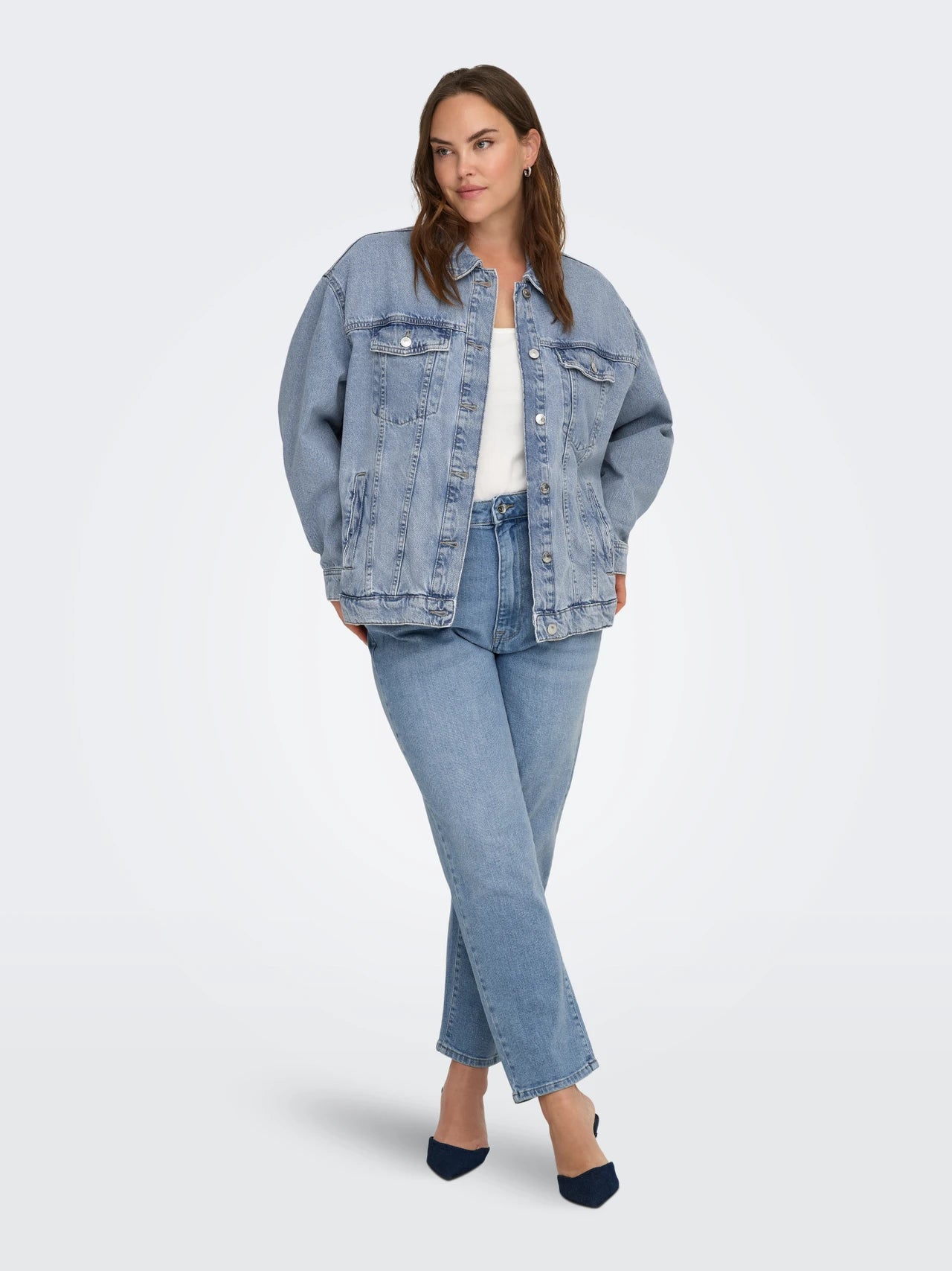 ONLY Curve Chaqueta Vaquera - Light Blue Denim
