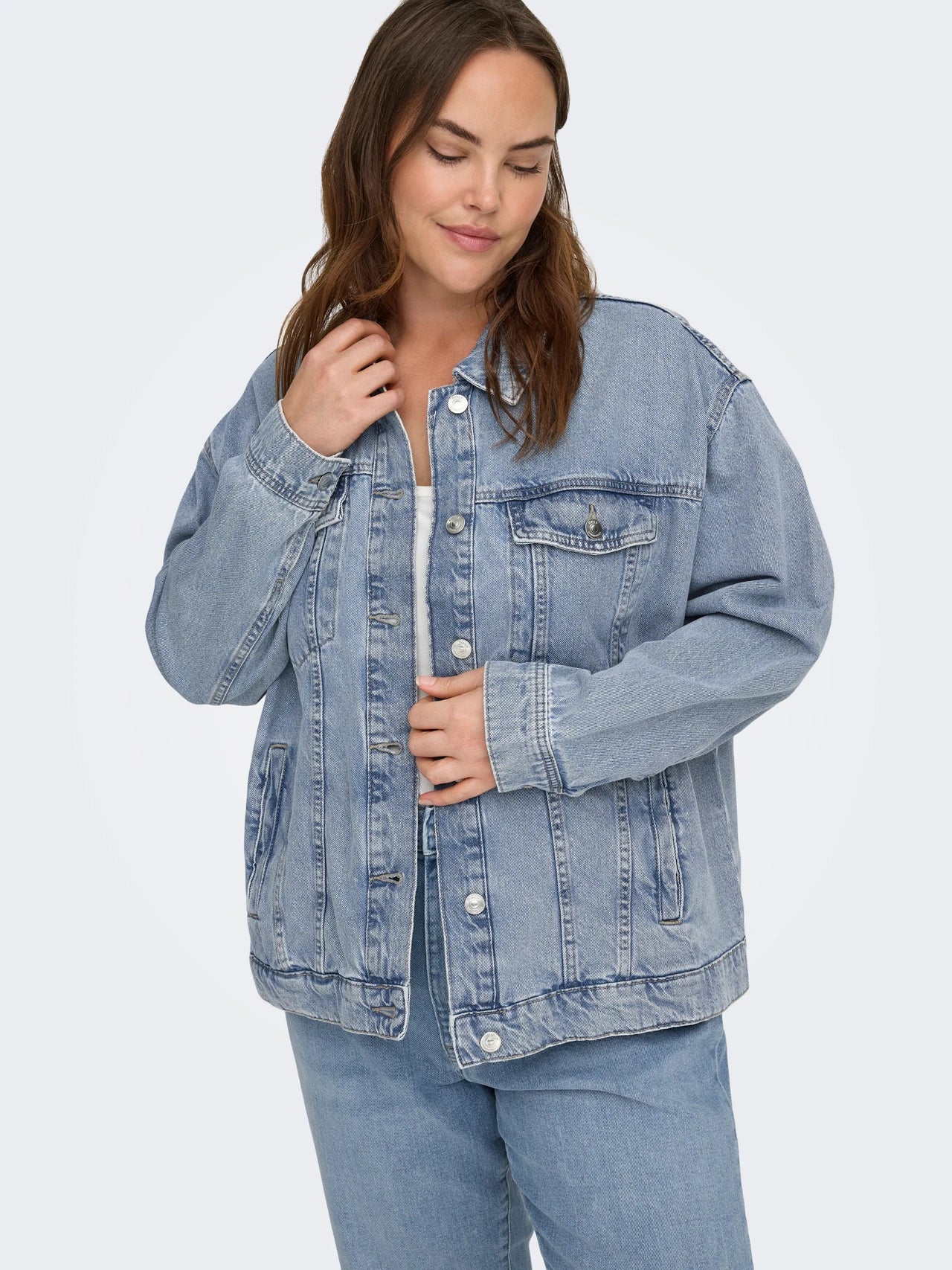 ONLY Curve Chaqueta Vaquera - Light Blue Denim