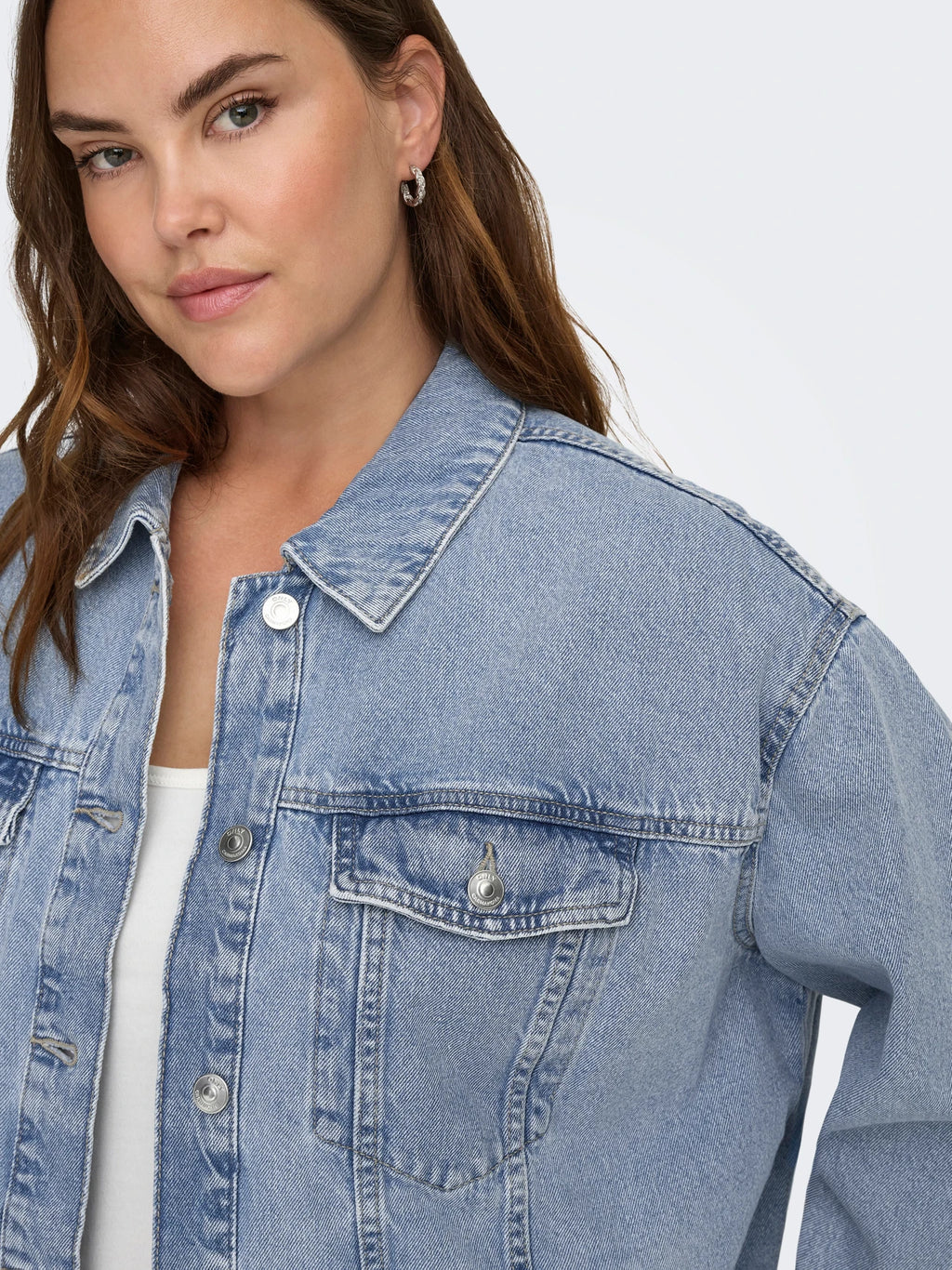 ONLY Curve Chaqueta Vaquera - Light Blue Denim