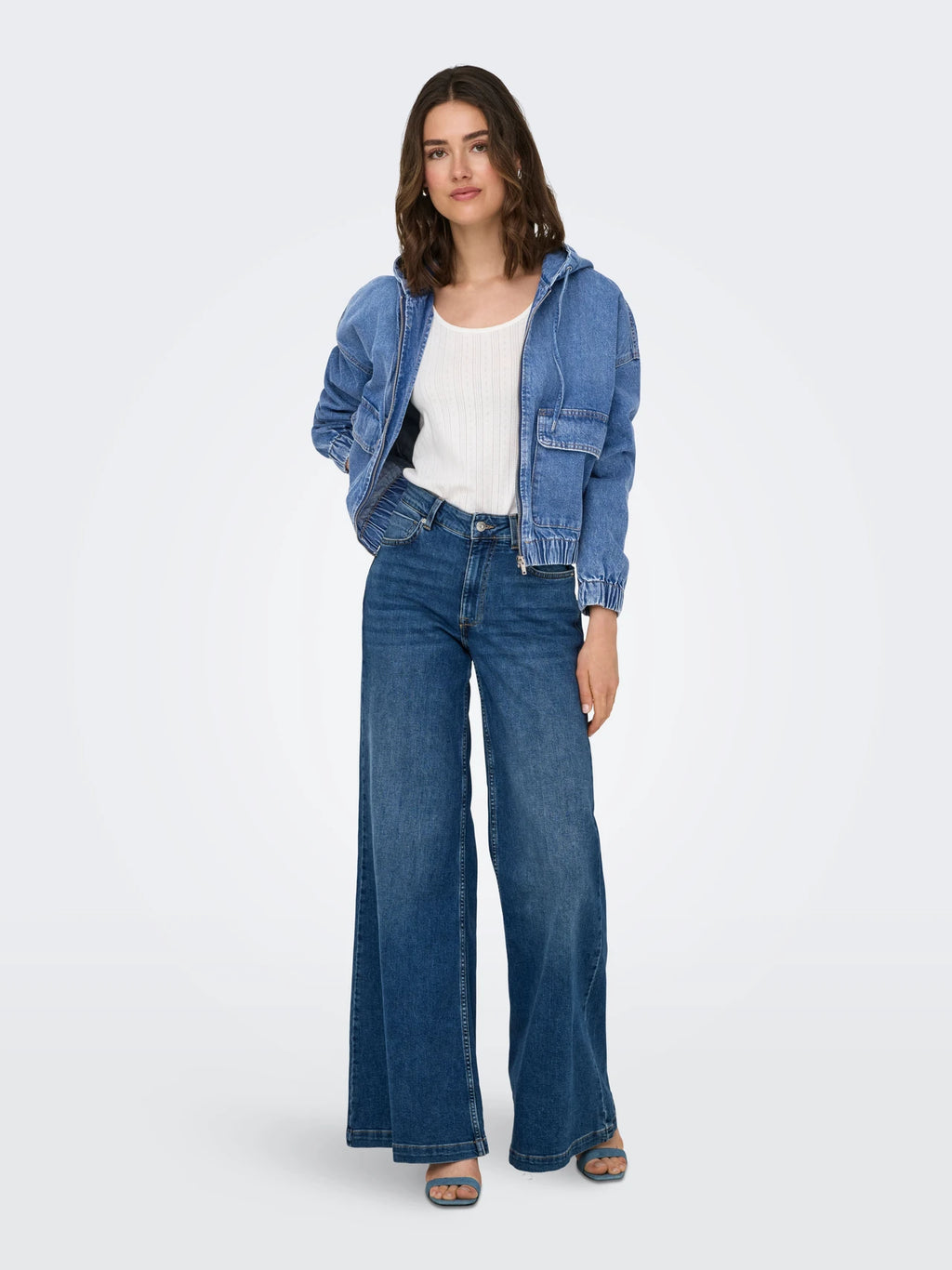 Only Onlkenzie Chaqueta Vaquera Denim Azul Lavado