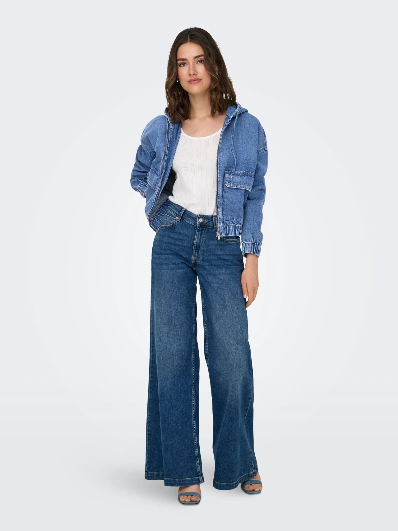 Only Onlkenzie Chaqueta Vaquera Denim Azul Lavado