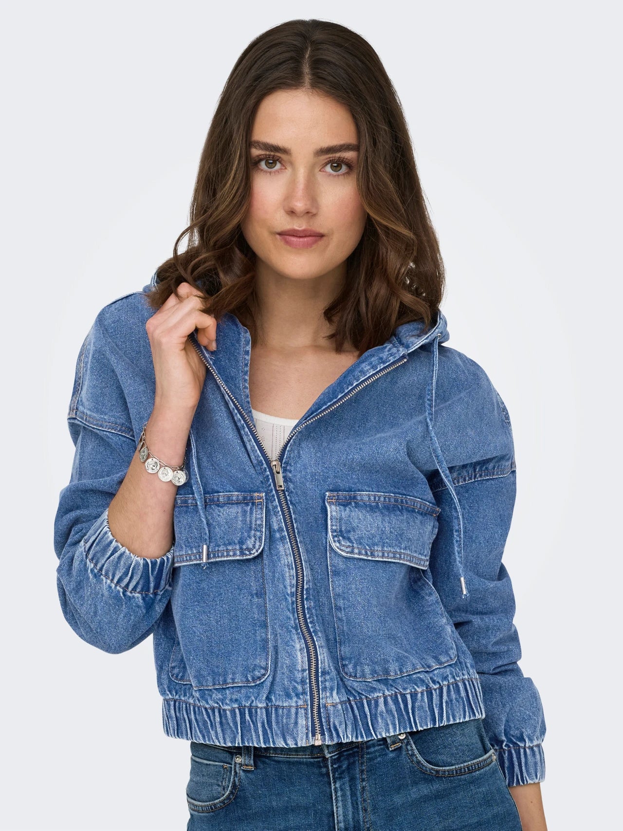 Only Onlkenzie Chaqueta Vaquera Denim Azul Lavado