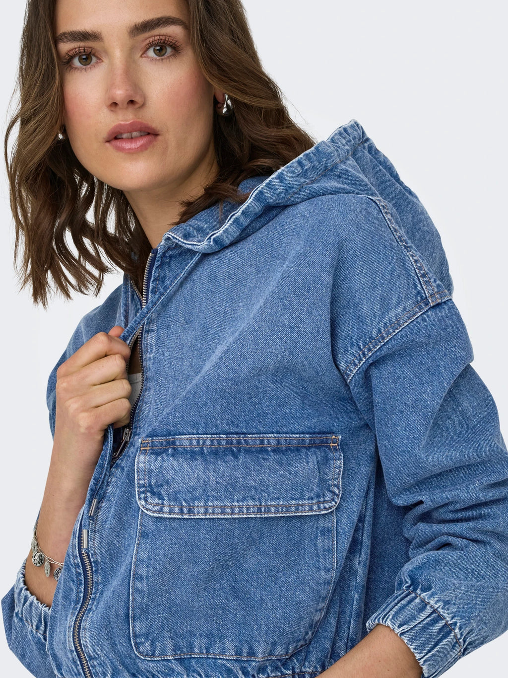 Only Onlkenzie Chaqueta Vaquera Denim Azul Lavado