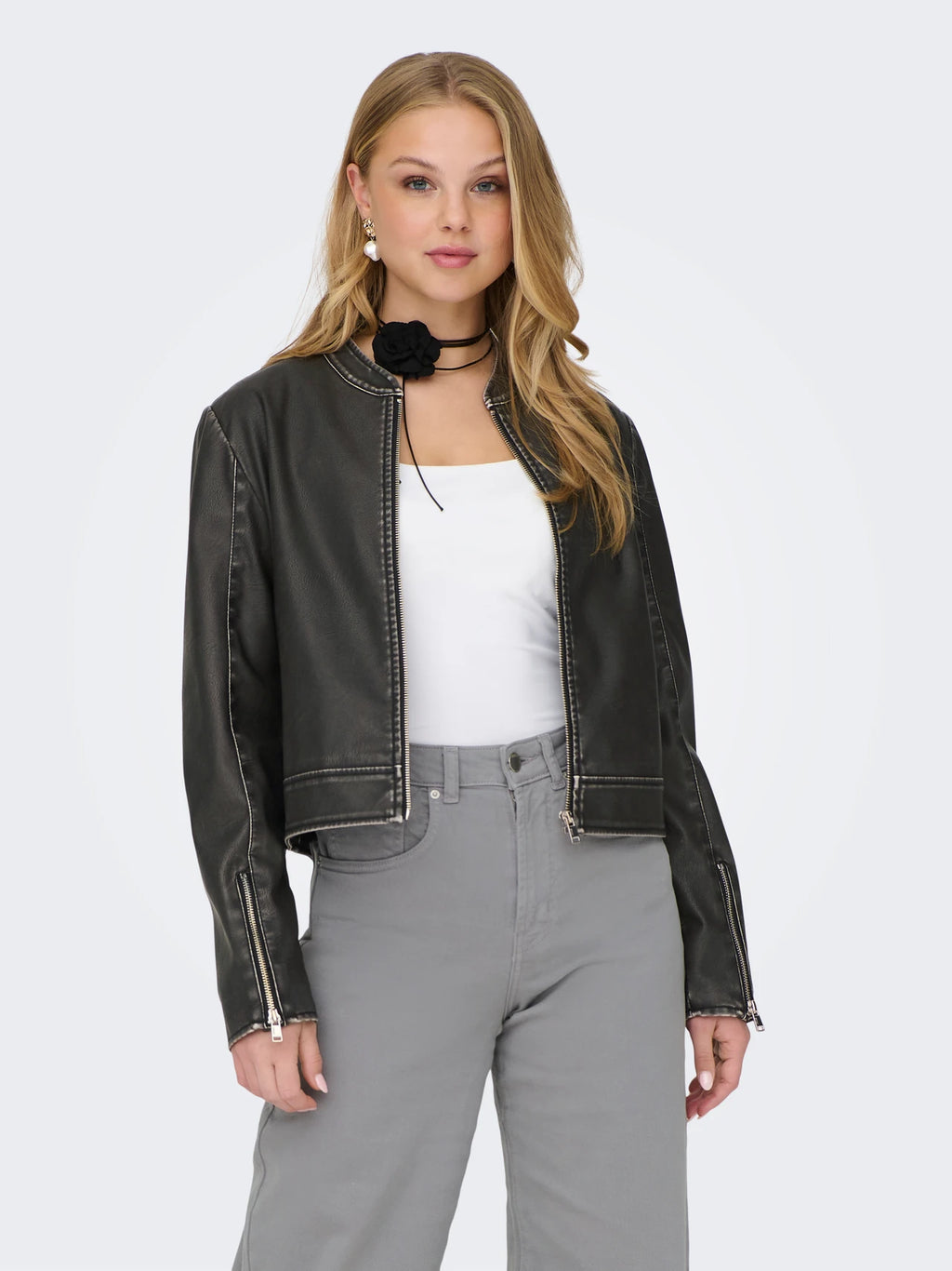 Only Onlmindy Chaqueta Cuero Vegano Negra