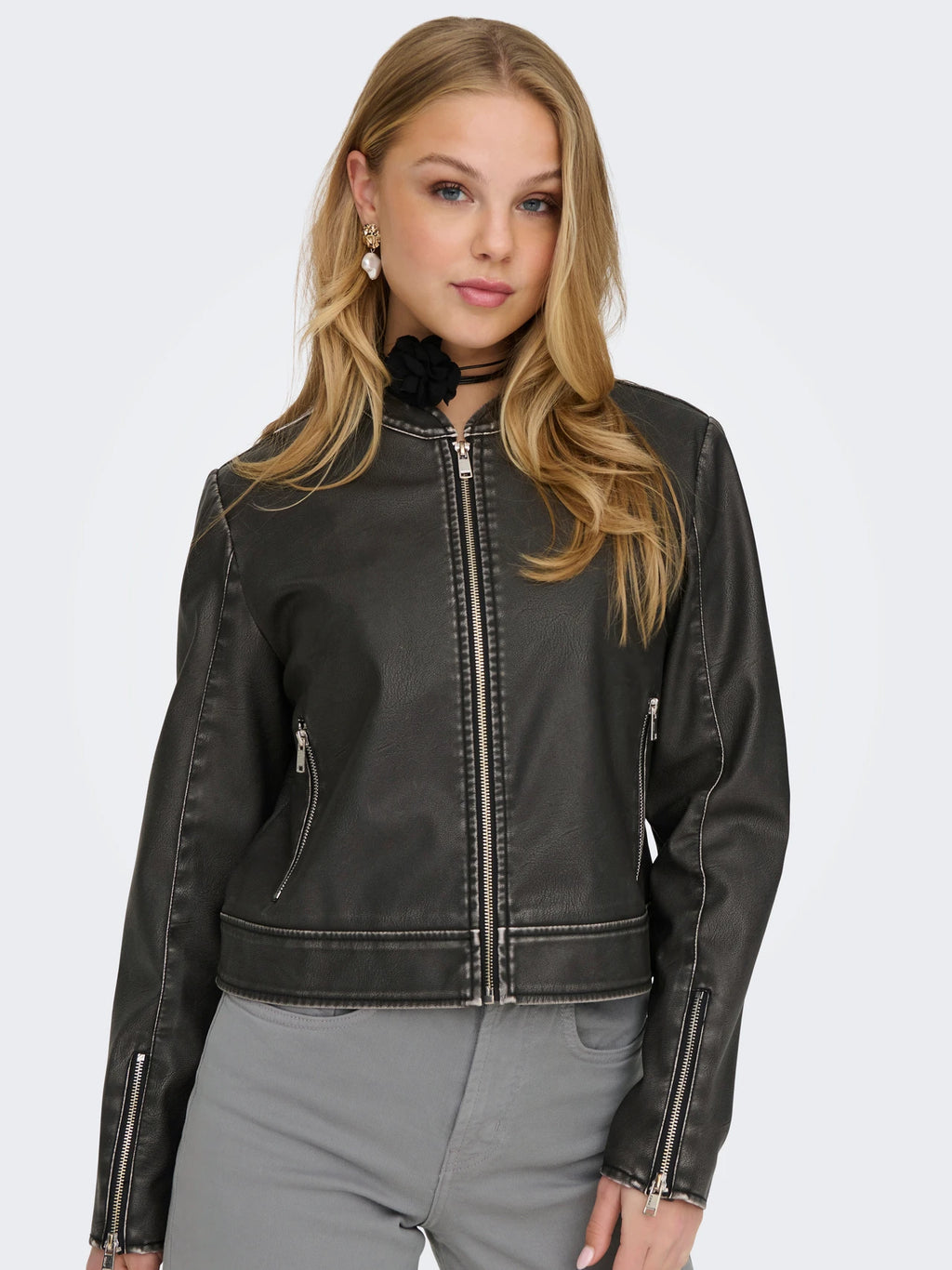 Only Onlmindy Chaqueta Cuero Vegano Negra