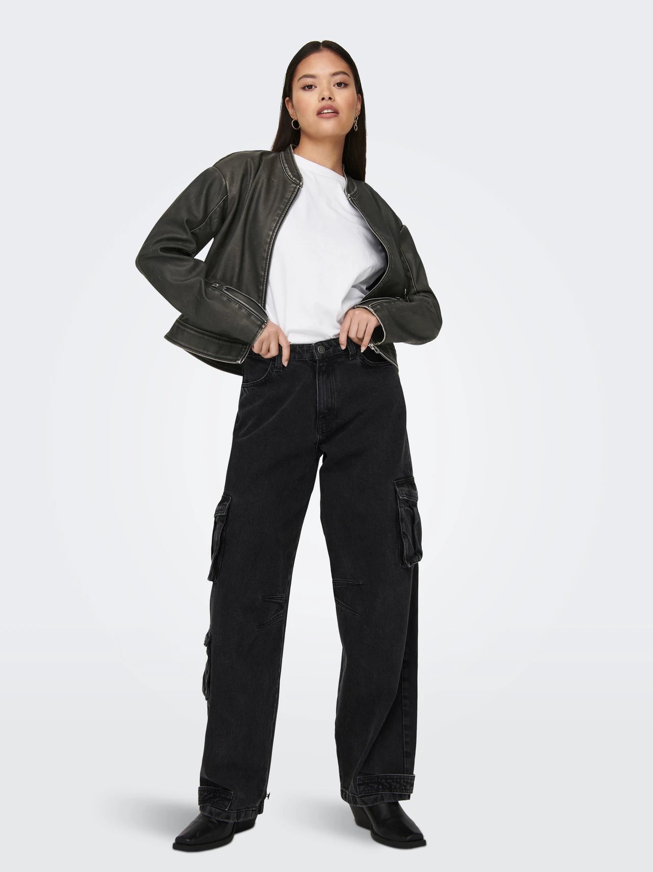 Only Onlmindy Chaqueta Cuero Vegano Negra