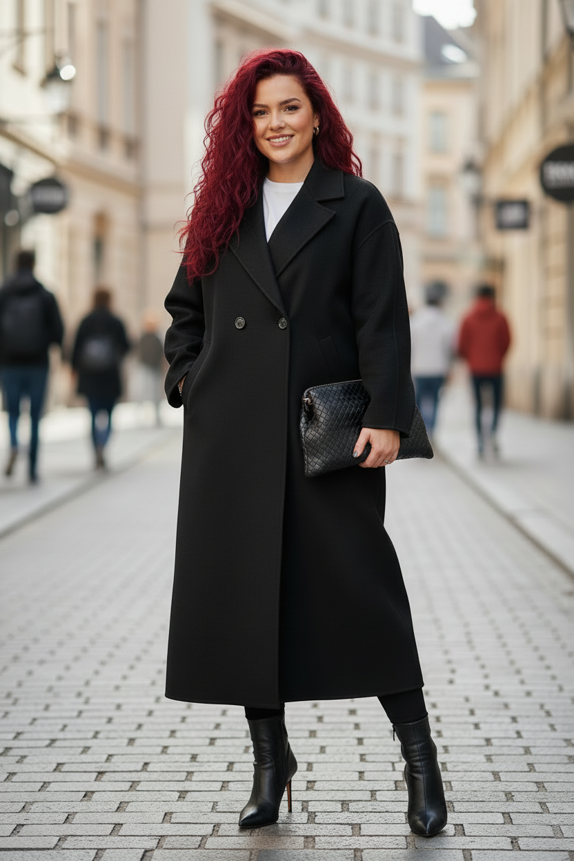 Outfit con abrigo oversize negro NA KD