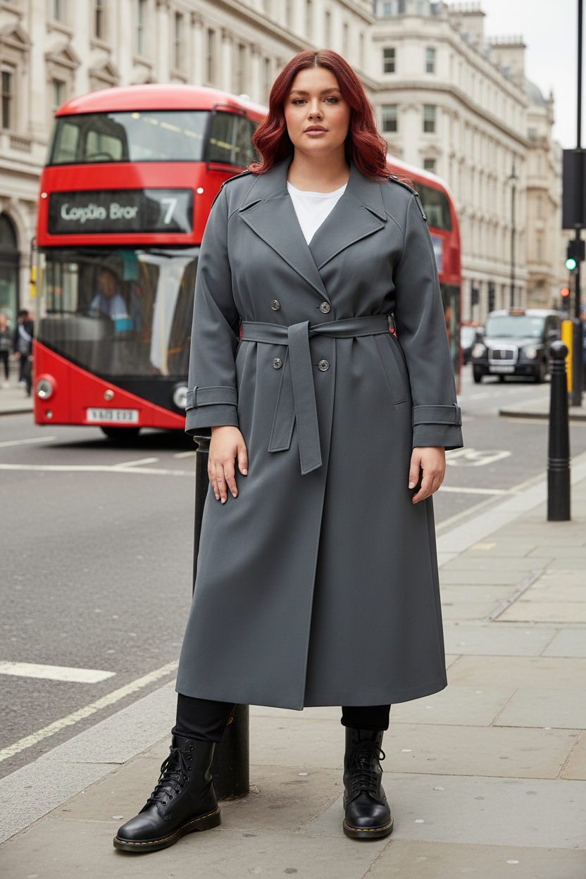 Outfit trench gris - Modelo Gia exacta
