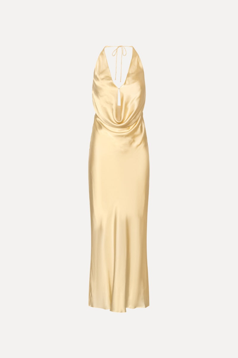 Positano by Gigi — Vestido Halter Maxi Amarillo