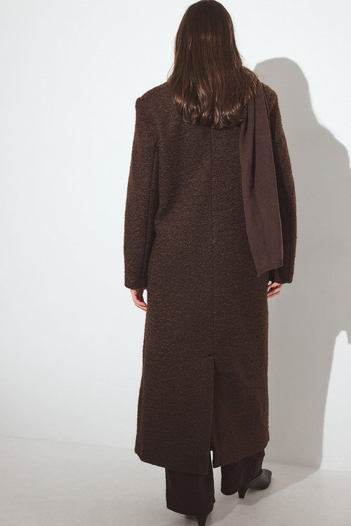 Abrigo Largo Recto NA KD Marrón Oscuro