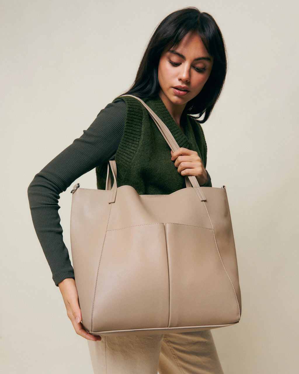 Bolso shopper grande Tocro Beige