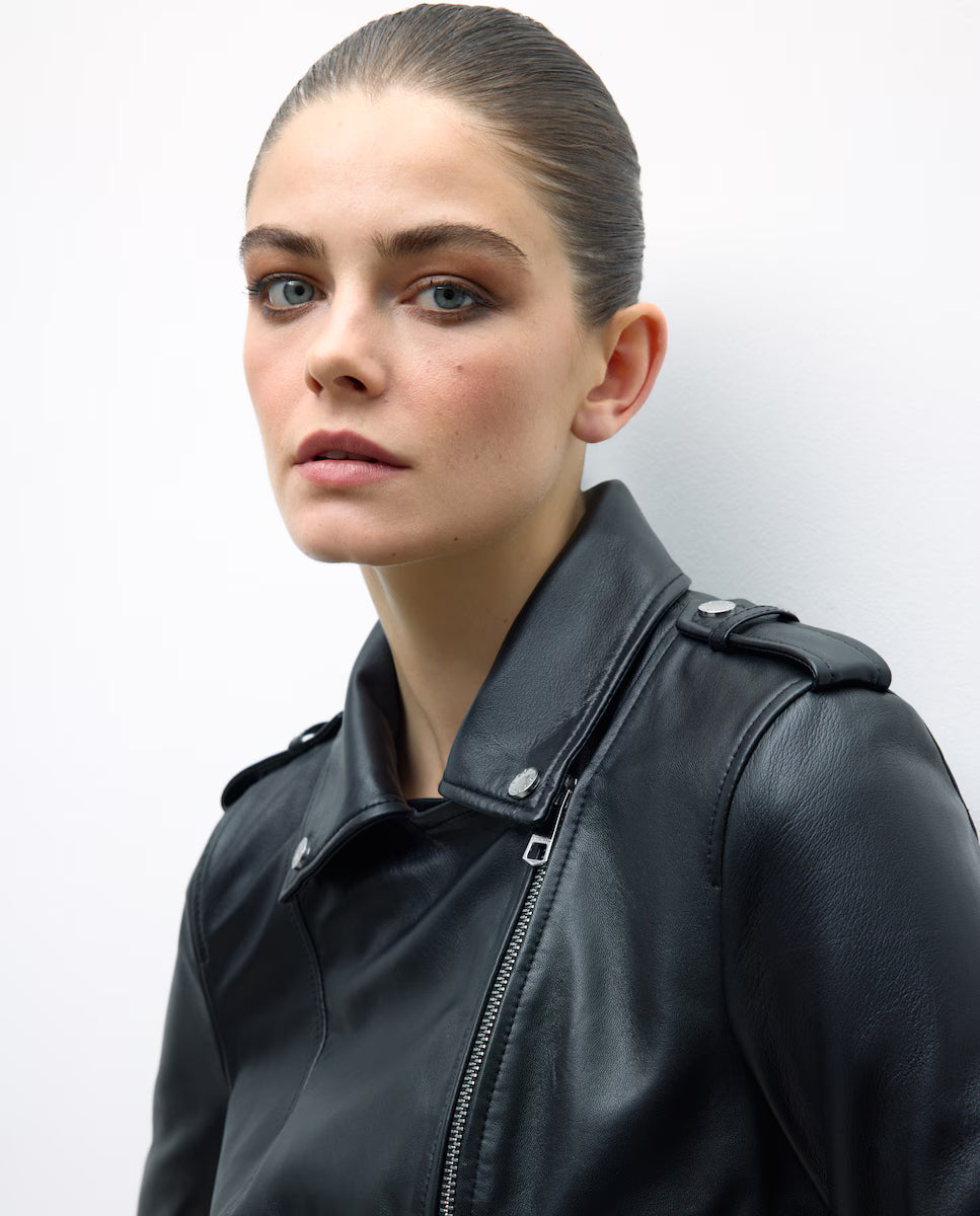Cazadora Biker Gia Street Negro Piel